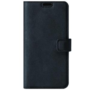 Skórzany pokrowiec na smartfon RFID Portfel z Klapką Premium - Nubuk Granatowy - TPU Czarne